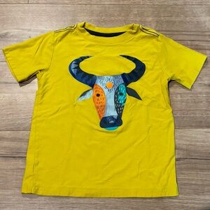 Tea Collection Yellow Bull Graphic T-Shirt Short Sleeve Tee Boy Size 8